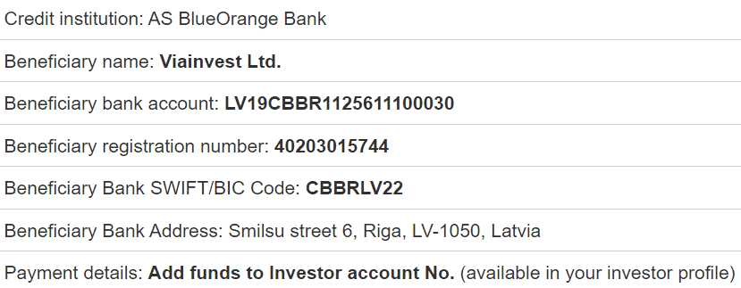 viainvest bank details